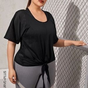 Shein curve mesh workout top